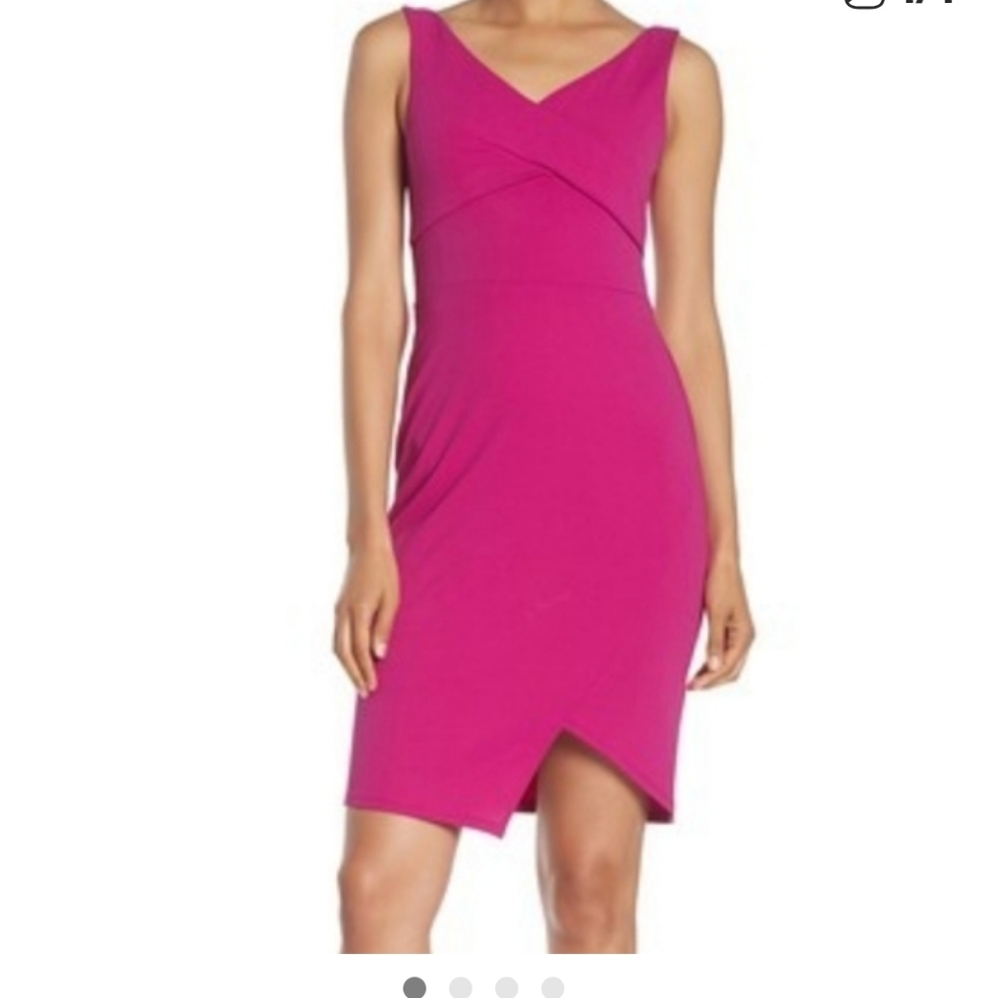 NWT bebe Fuschia Asymmetrical Dress‎ sz 8 sleeveless